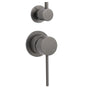 Small Face Gun Metal Gray Round Shower Mixer 2 Way Switch Diverter For Combo Set