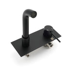 Matt Black Round Basin Mixer Bathtub Wall Mounted Faucet Tap Laundry Spout Set