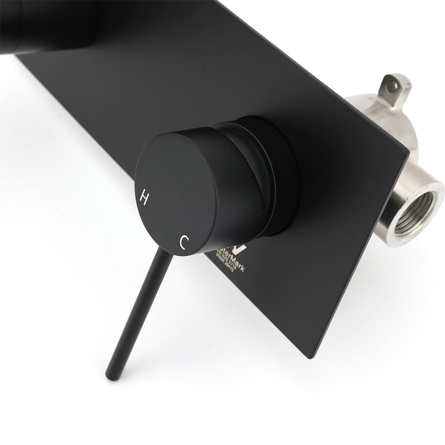 Matt Black Round Basin Mixer Bathtub Wall Mounted Faucet Tap Laundry Spout Set