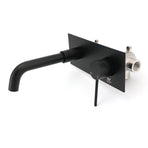Matt Black Round Basin Mixer Bathtub Wall Mounted Faucet Tap Laundry Spout Set