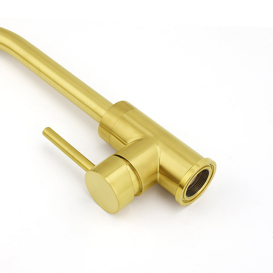 Brushed Gold Round Kitchen Mixer Sink Tap 360° Swivel Laundry Basin Faucet Spout
