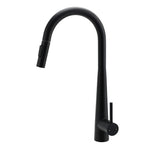 Round Matt Black Pull Out Kitchen Sink Tap Laundry Basin Mixer 2 Way Spout Set