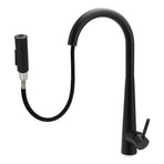 Round Matt Black Pull Out Kitchen Sink Tap Laundry Basin Mixer 2 Way Spout Set