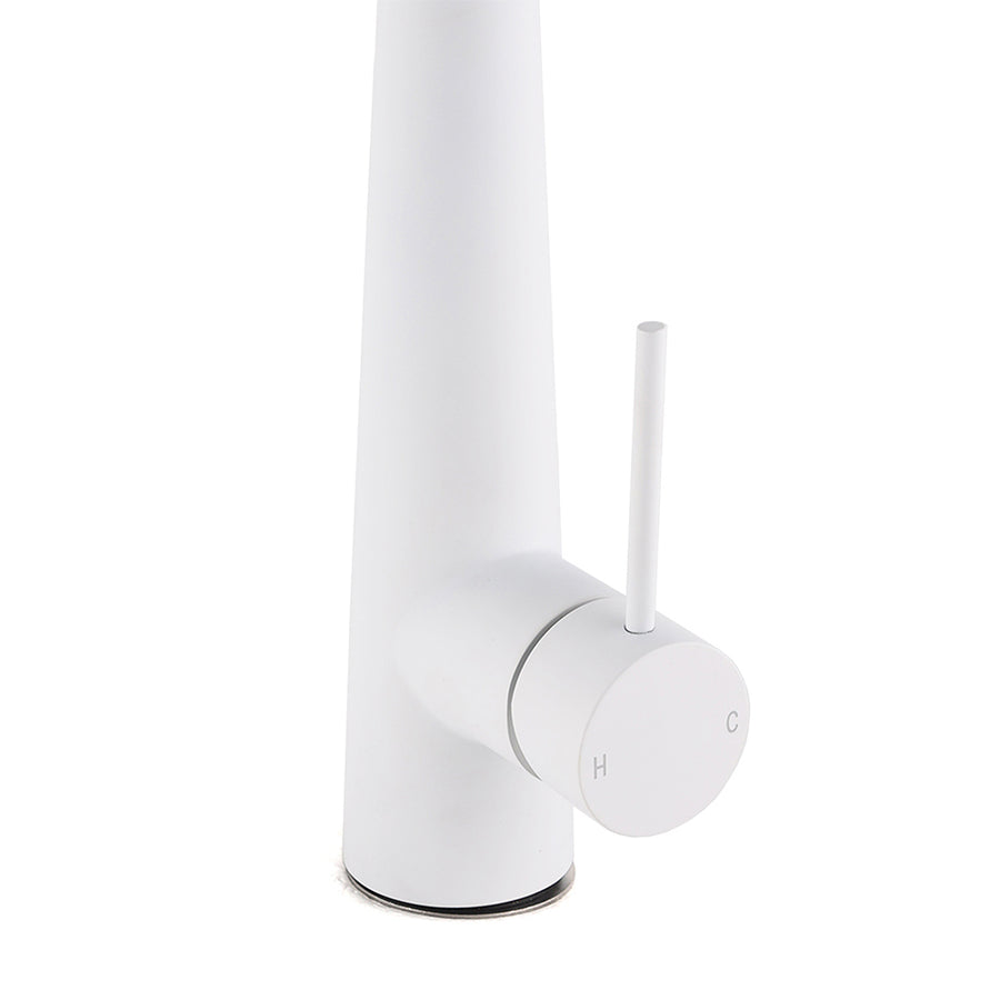 Matte White 2 Modes Spray Kitchen Mixer Pull Out Sink Tap Laundry Swivel Faucet