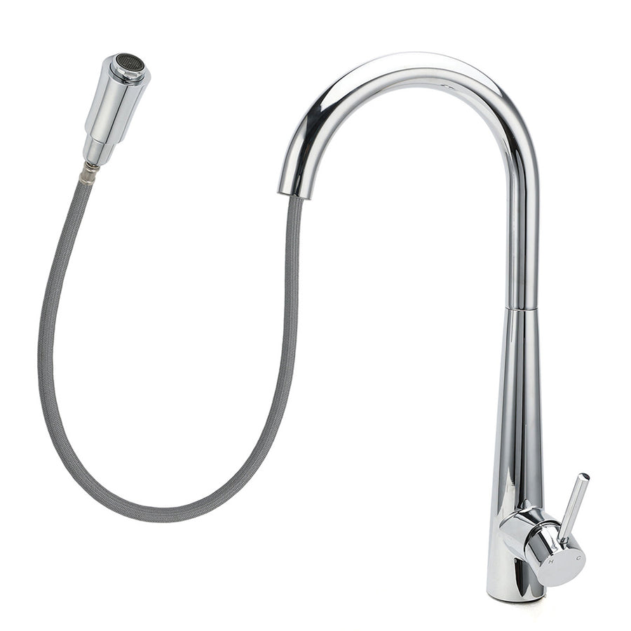 WELS Chrome Pull Out Kitchen Sink Tap Round Basin Mixer Faucet Flexible Spout