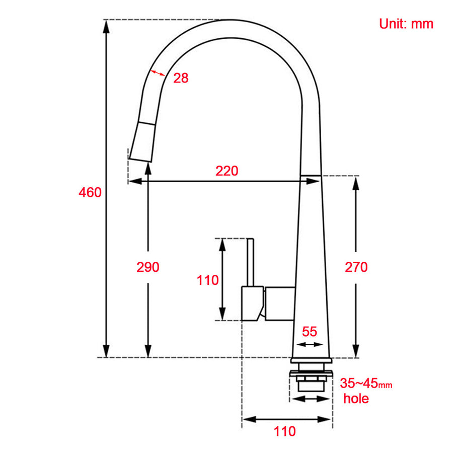 Brushed Nickel Silver Round Pull Out Kitchen Sink Tap Mixer Faucet Spout Outlet