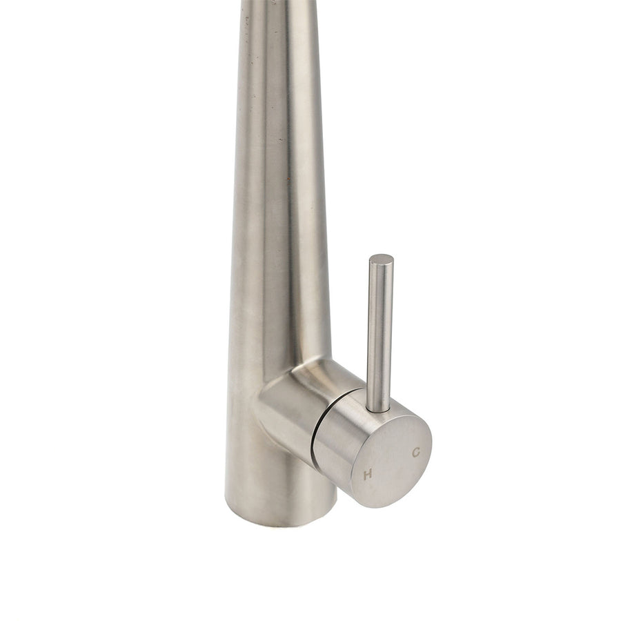 Brushed Nickel Silver Round Pull Out Kitchen Sink Tap Mixer Faucet Spout Outlet