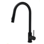 Matt Black Round Pull Out Down Kitchen Sink Tap Laundry Basin Mixer 2 Way Spout