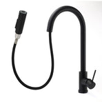 Matt Black Round Pull Out Down Kitchen Sink Tap Laundry Basin Mixer 2 Way Spout