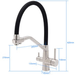 Brushed Nickel 3 Way Pull Down Kitchen Mixer Pure Drinking Water Sink Tap Spout