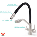 Brushed Nickel 3 Way Pull Down Kitchen Mixer Pure Drinking Water Sink Tap Spout