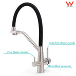 Brushed Nickel 3 Way Pull Down Kitchen Mixer Pure Drinking Water Sink Tap Spout
