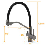NEW Gun Metal Grey 3-Way Drink Pure Water Kitchen Mixer Pull Out Spout Sink Tap