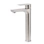 Brushed Nickel Rounded Edge Tall Basin Mixer Kitchen Vanity Faucet Tap Spout Set