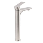 Brushed Nickel Rounded Edge Tall Basin Mixer Kitchen Vanity Faucet Tap Spout Set