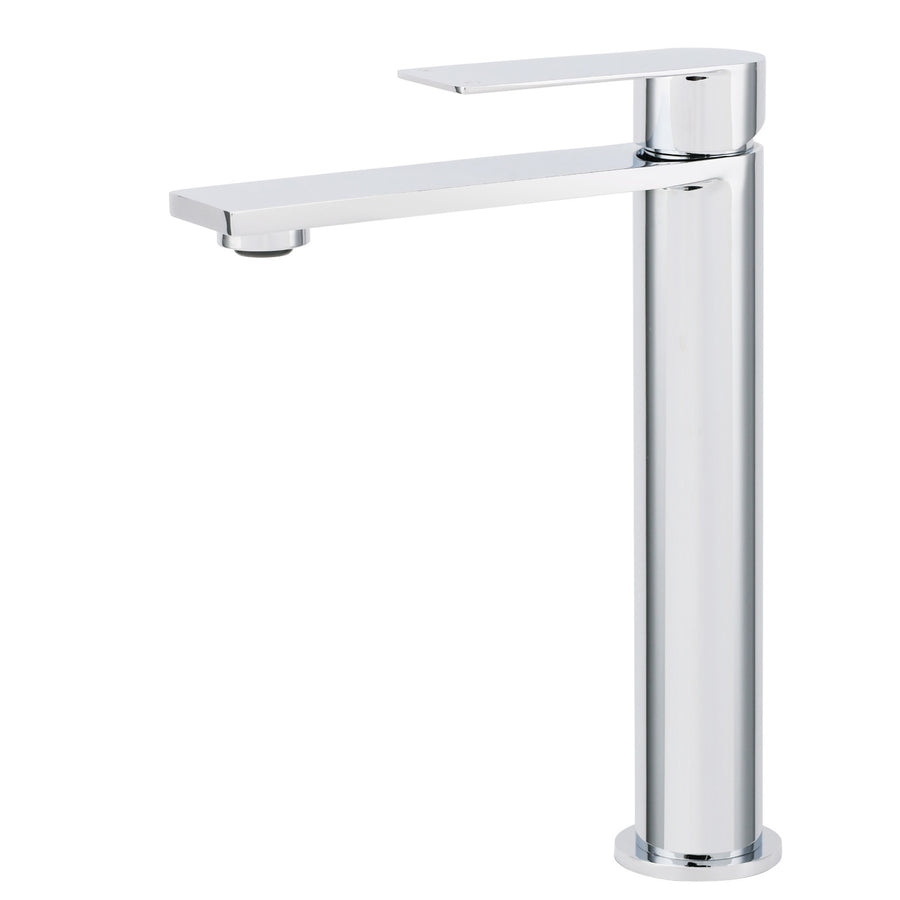 WELS Polished Chrome Tall Basin Mixer Vanity Sink Faucet Spout Laundry Flat Tap