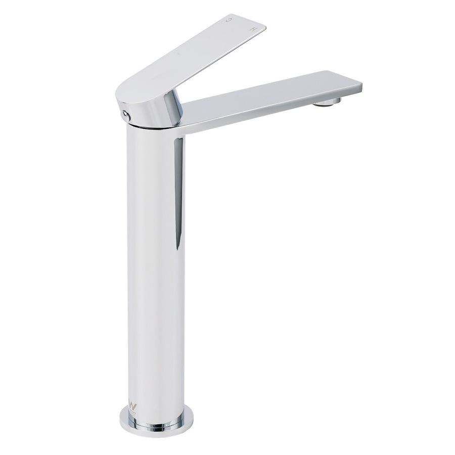 WELS Polished Chrome Tall Basin Mixer Vanity Sink Faucet Spout Laundry Flat Tap