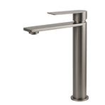 WELS Square Tall Flat Handle Basin Mixer Vanity Sink Faucet Spout Gun Metal Gey