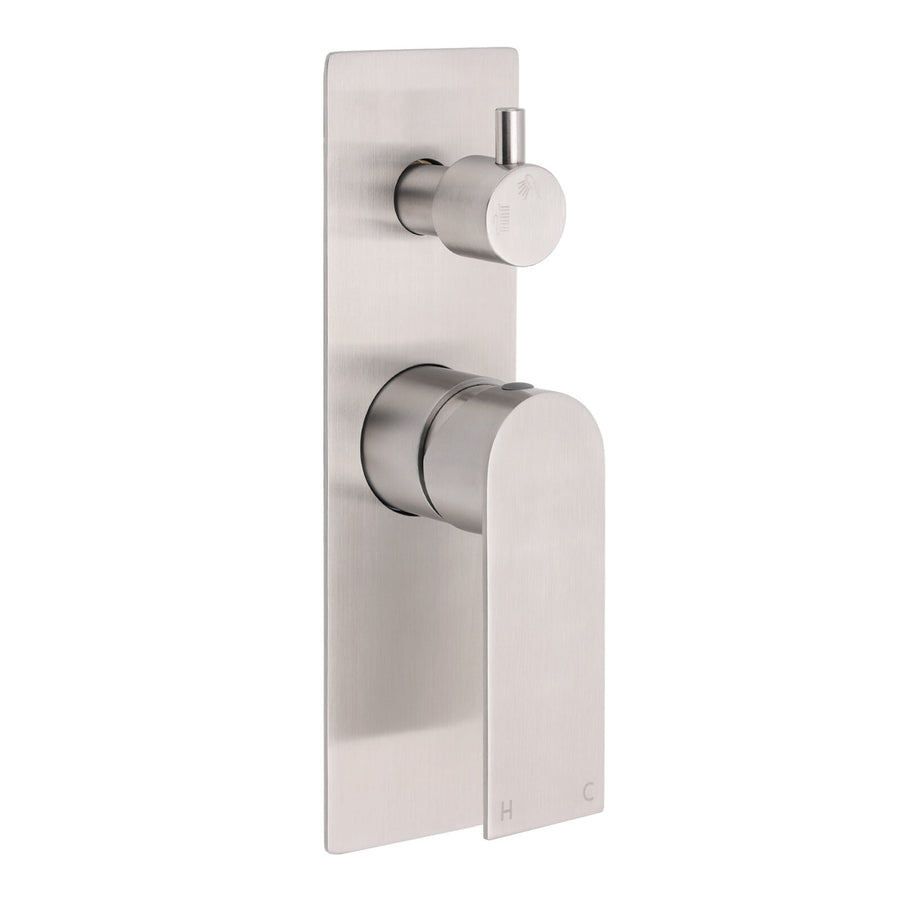Brushed Nickel Silver Square Stylish 1/2inch Shower Mixer Diverter 2 Way Switch