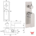 Brushed Nickel Silver Square Stylish 1/2inch Shower Mixer Diverter 2 Way Switch