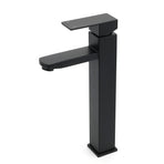 Matt Black Tall Square Basin Mixer Vanity Laundry Counter Sink Faucet Tap Outlet