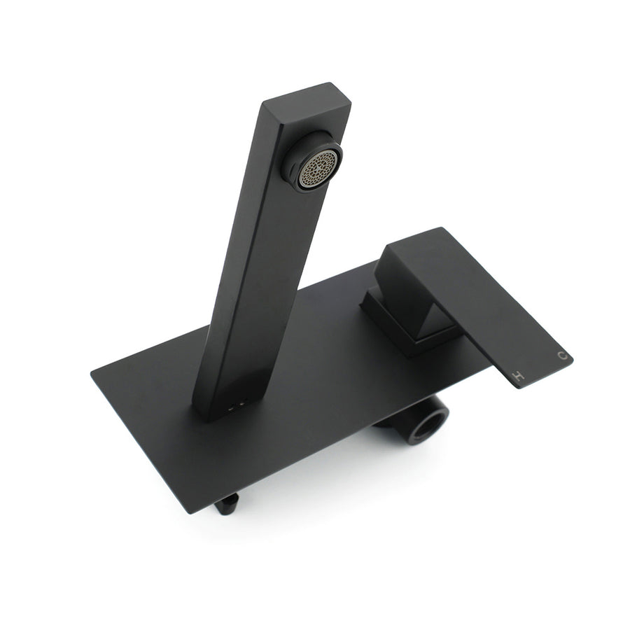 Matt Black Basin Mixer Bathroom Tub Faucet Wall Mount Tap Hot Cold Water Spout