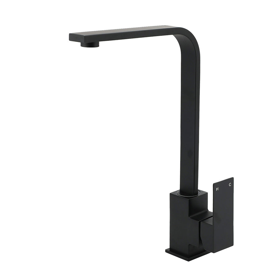 Matt Black Square Gooseneck 360 Swivel Laundry Sink Kitchen Mixer Faucet Tapware