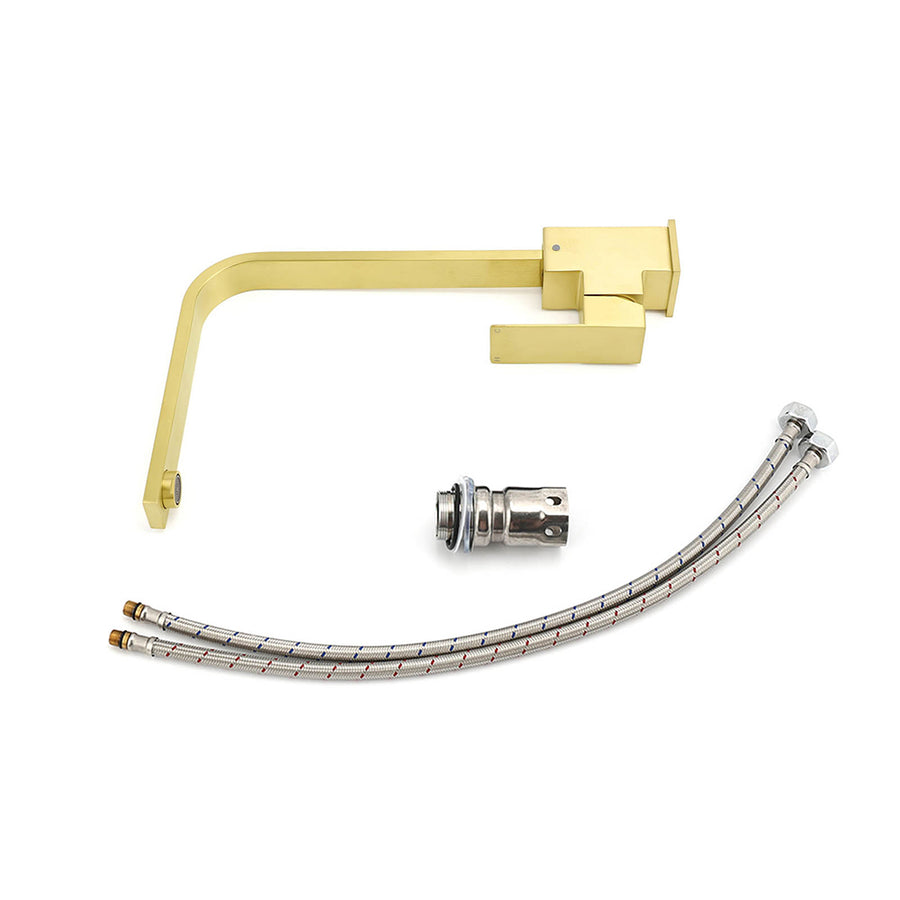 WELS Brushed Gold Gooseneck 360º Swivel Laundry Sink Kitchen Mixer Faucet Tap