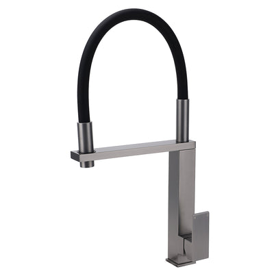 Gun Metal Tall Kitchen Sink Basin Mixer Swivel Faucet Tap Pull Out Spout Head