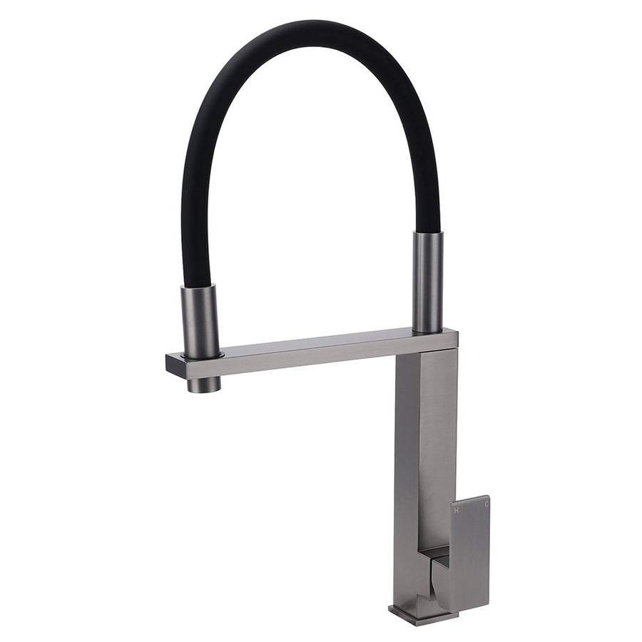 Gun Metal Tall Kitchen Sink Basin Mixer Swivel Faucet Tap Pull Out Spout Head