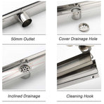 304 Stainless Steel 600mm Tile Insert Linear Shower Grate Floor Drain 50mm Waste