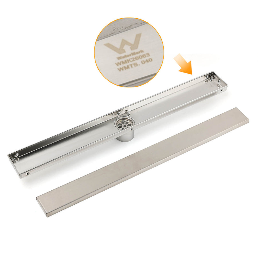 304 Stainless Steel 600mm Tile Insert Linear Shower Grate Floor Drain 50mm Waste
