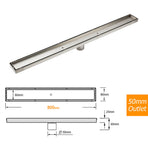304 Stainless Steel 800mm Tile Insert Linear Shower Grate Floor Drain 50mm Waste