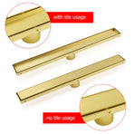 Brushed Gold 600mm Tile Insert Linear Shower Grate Floor Drain 50mm Outlet Waste