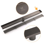 Watermark Gun Metal 800mm Strip Fence Linear Shower Grate Floor Drain 50mm Waste