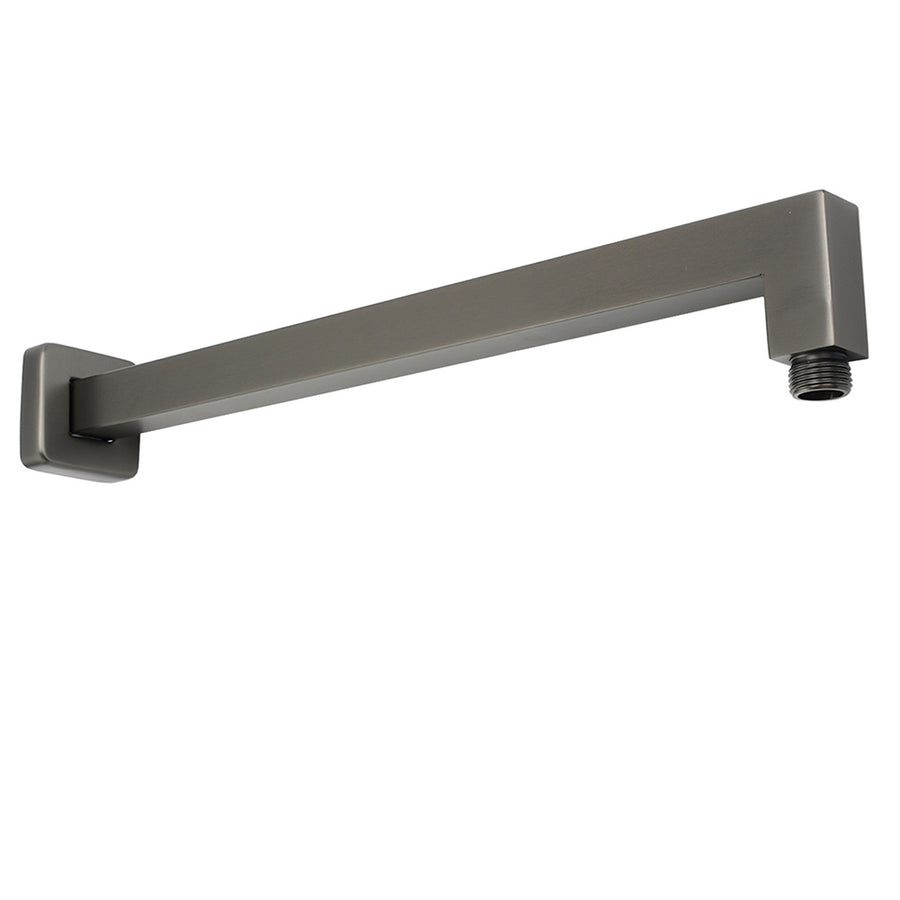 Gun Metal 8" Square Large Rainfall Shower Head 400mm Straight Wall Mounted Arm Set