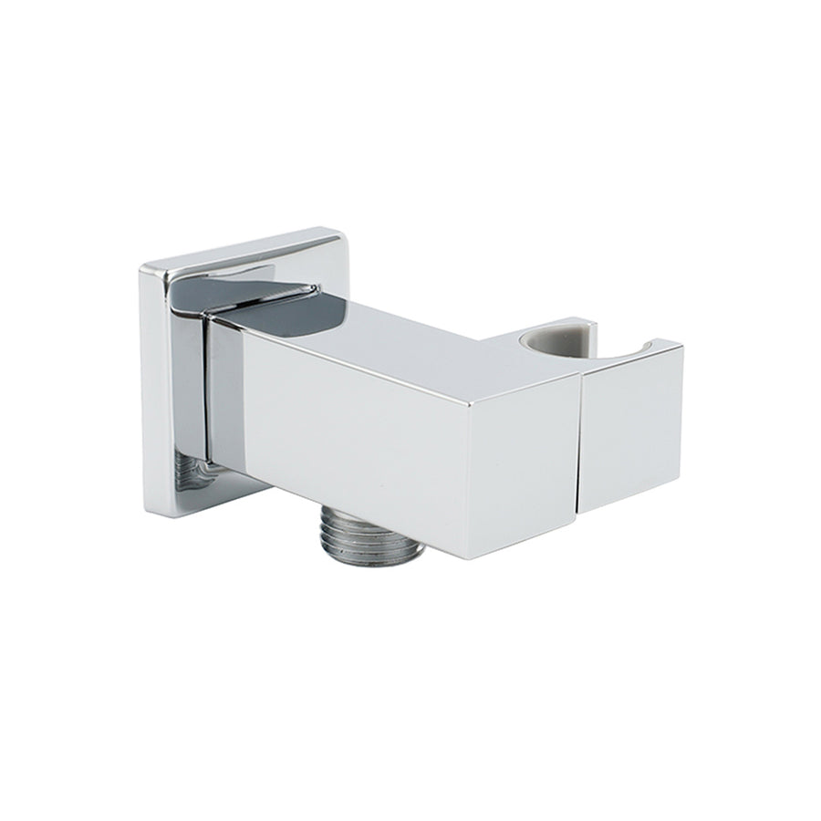 Chrome Square Water Inlet Shower Rose Bracket Swivel Holder Wall Elbow Connector G1/2" Thread