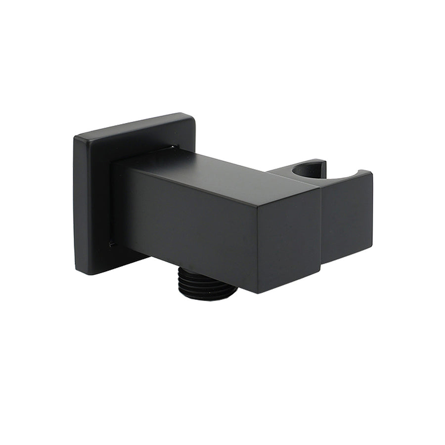 Matt Black Square Water Inlet Shower Head Bracket Adjustable Holder Wall Elbow Connector