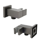 Gun Metal Grey Square Shower Head Holder Bracket Inlet Elbow Water Connector Kit