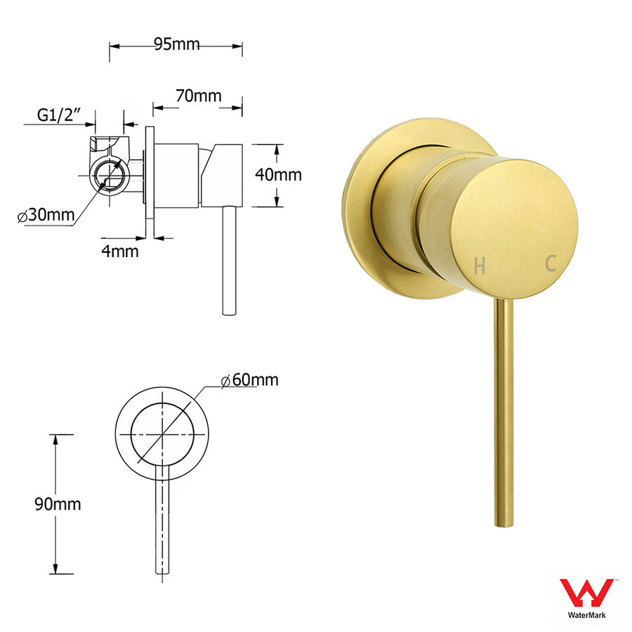Brushed Gold Twin Shower Large Round 12" Rain Head Handheld Silde Wall Rail Arm Small Face Mixer