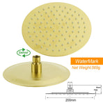 Brushed Gold Twin Shower Set Sliding Rail Arm 8" Round Head Stainless Steel Handheld Rose Combo