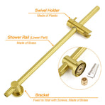 Brushed Gold Twin Shower Set Sliding Rail Arm 8" Round Head Stainless Steel Handheld Rose Combo