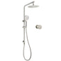 Brushed Nickel Dual Shower Set Sliding Rail Arm 8" Round Head Handheld 1/4 Turn Mixer Valve