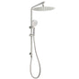 WELS Brushed Nickel Dual Shower Set Sliding Rail Arm 12" Round Head Handheld 2 Way Diverter
