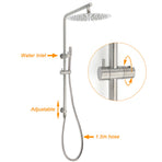 WELS Brushed Nickel Dual Shower Set Sliding Rail Arm 12" Round Head Handheld Rose Combo