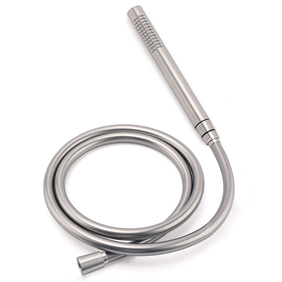 Brushed Nickel Dual Shower Set Sliding Rail Arm 12" Round Head Handheld Hot Cold Control Mixer Valve