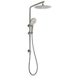WELS Gunmetal Round 10" Twin Shower Head 3 Modes Handheld Slide Rail Diverter Arm