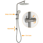 WELS Gunmetal Round 10" Twin Shower Head 3 Modes Handheld Slide Rail Diverter Arm