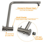 WELS Gunmetal Round 10" Twin Shower Head 3 Modes Handheld Slide Rail Diverter Arm