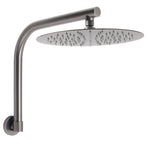 Gun Metal Round 12" Rainfall Shower Head + High Rise Gooseneck Wall Arm Bath Set